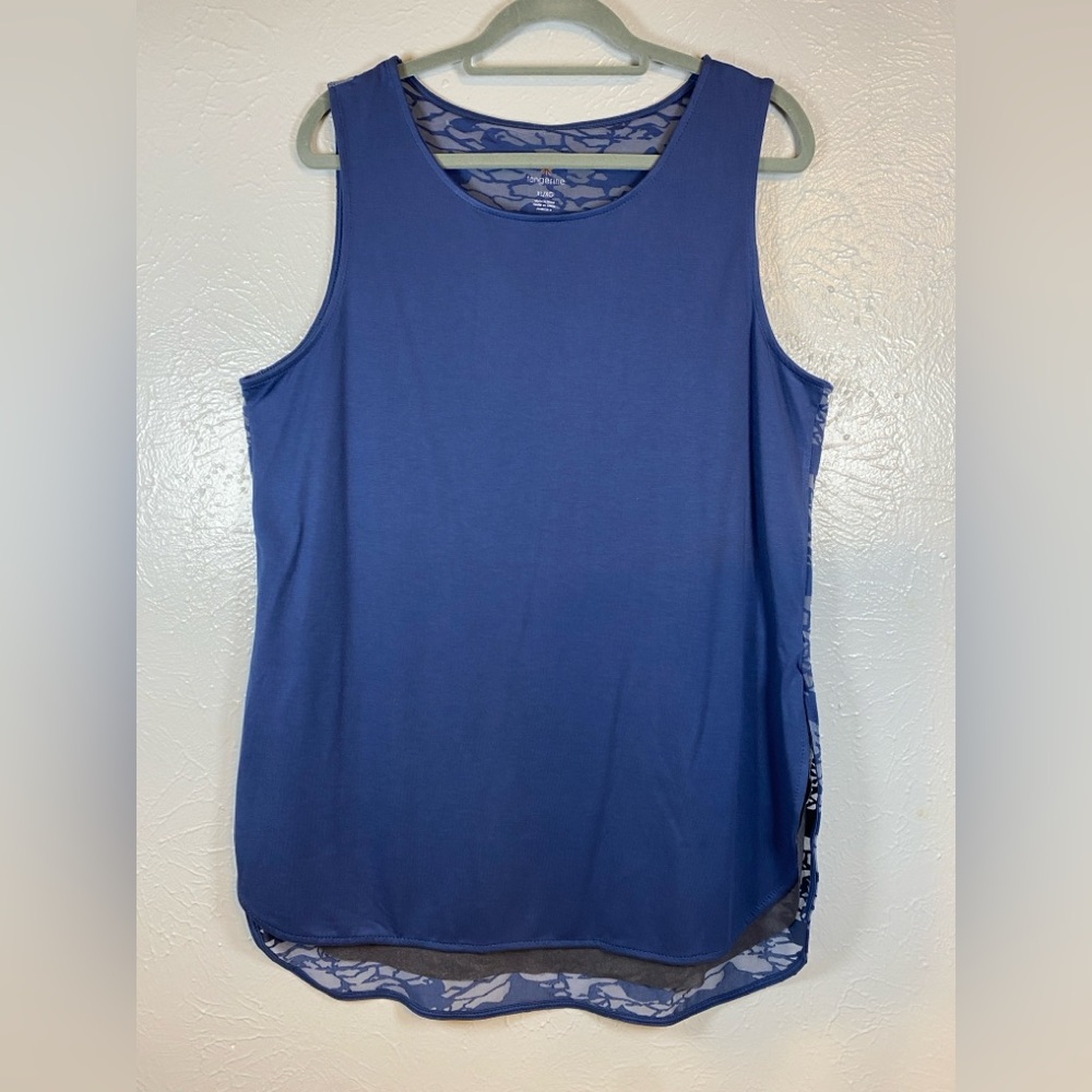 TANGERINE Pagoda Size XL Denim Blue Burnout Stretch Active Fitness Tank Top